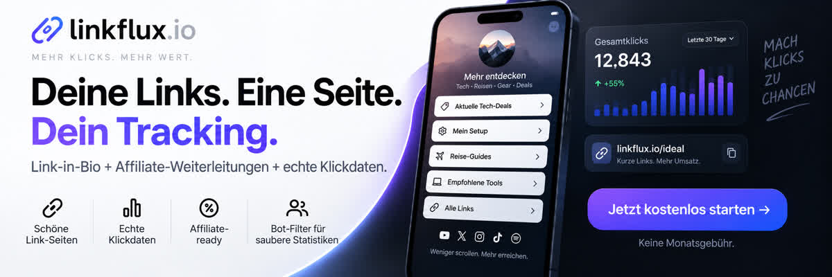 linkflux.io — Link-in-Bio, Affiliate-Weiterleitungen und Klickdaten